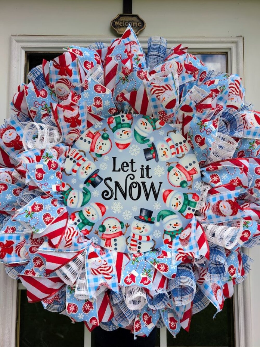 Let It Snow Snowman Christmas Wreath Holiday Decor